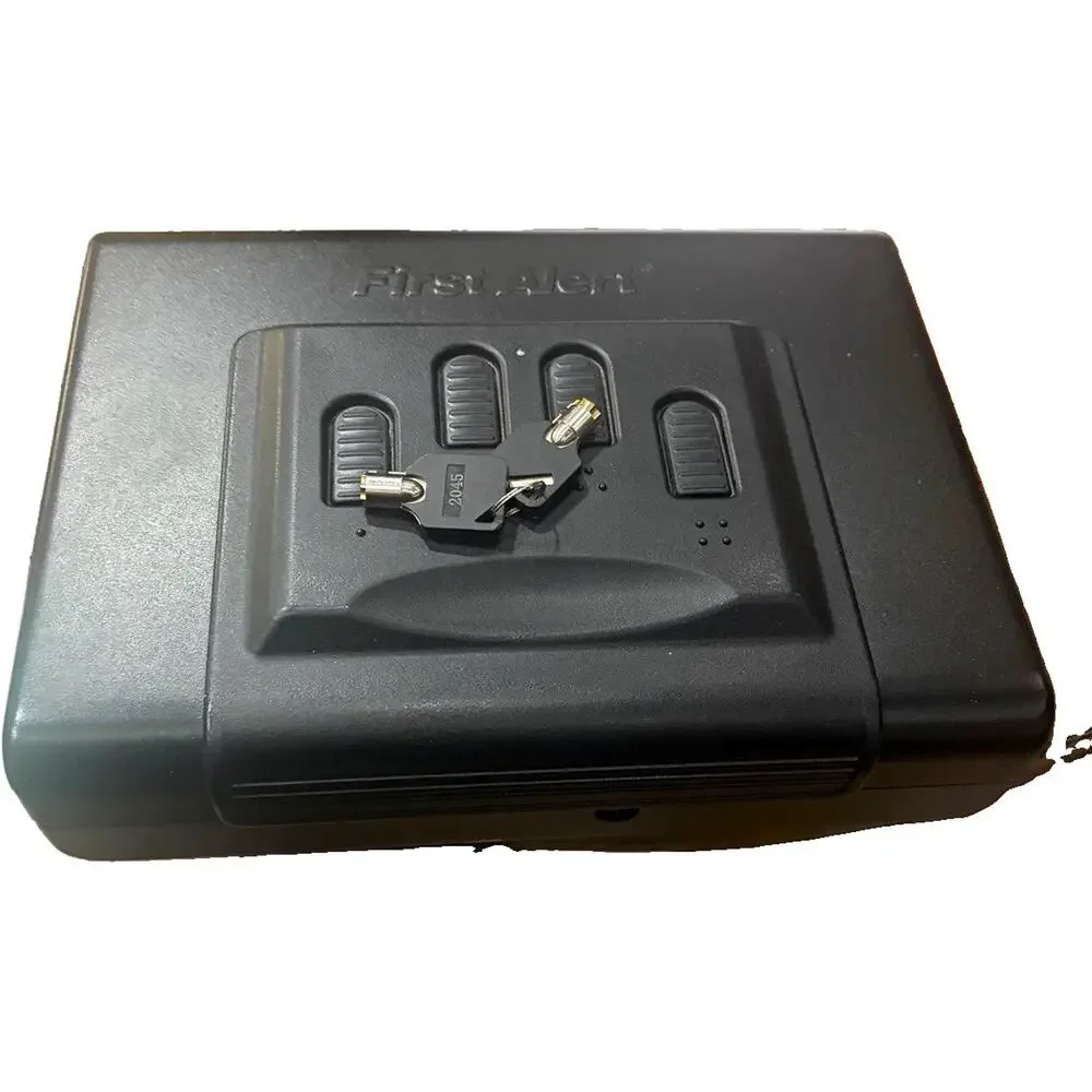 First Alert Steel Handgun Safe Key Lock, Padded Interior, Cable, 2 Keys